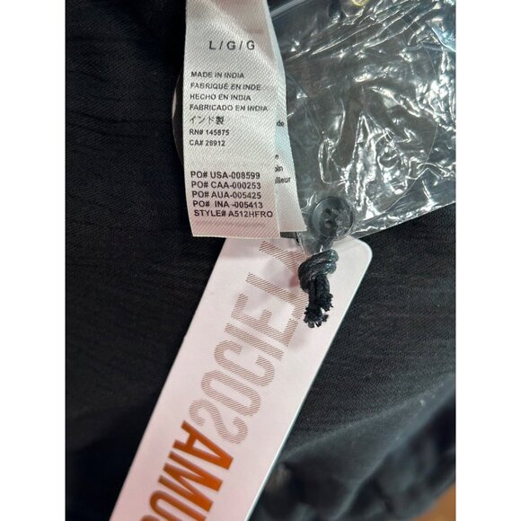 AMUSE SOCIETY Crop Top Sz L Black Embroidered Button Up Off The Shoulder Boho - Picture 10 of 10